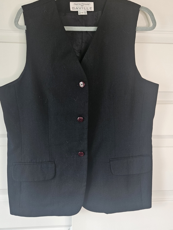 Saville Jackets & Blazers - Saville by Rena Rowan Black Tailored Vest with Button Front